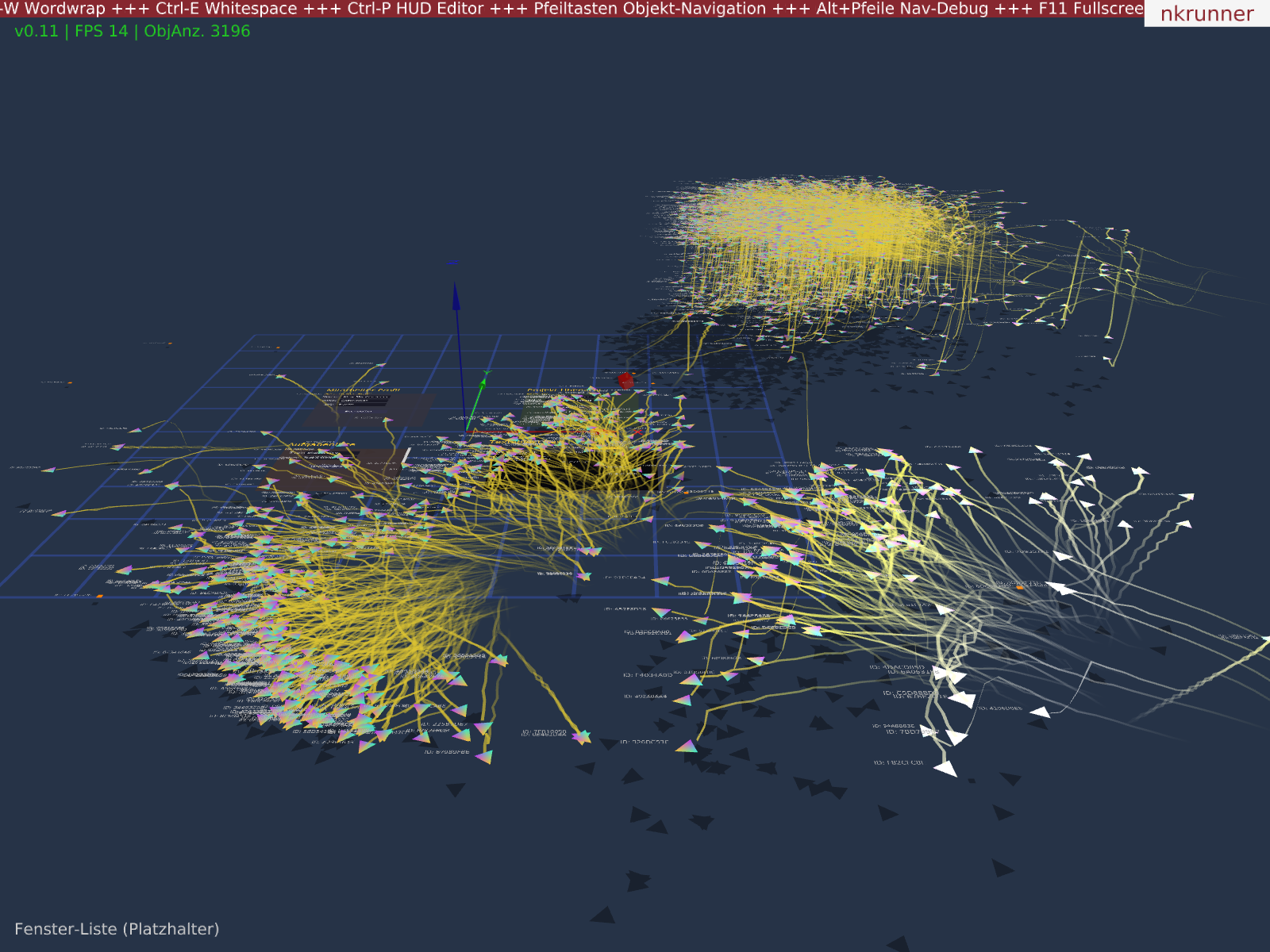 Aktueller Stand der UI mit tausenden Objekten und Lasso-Selektion