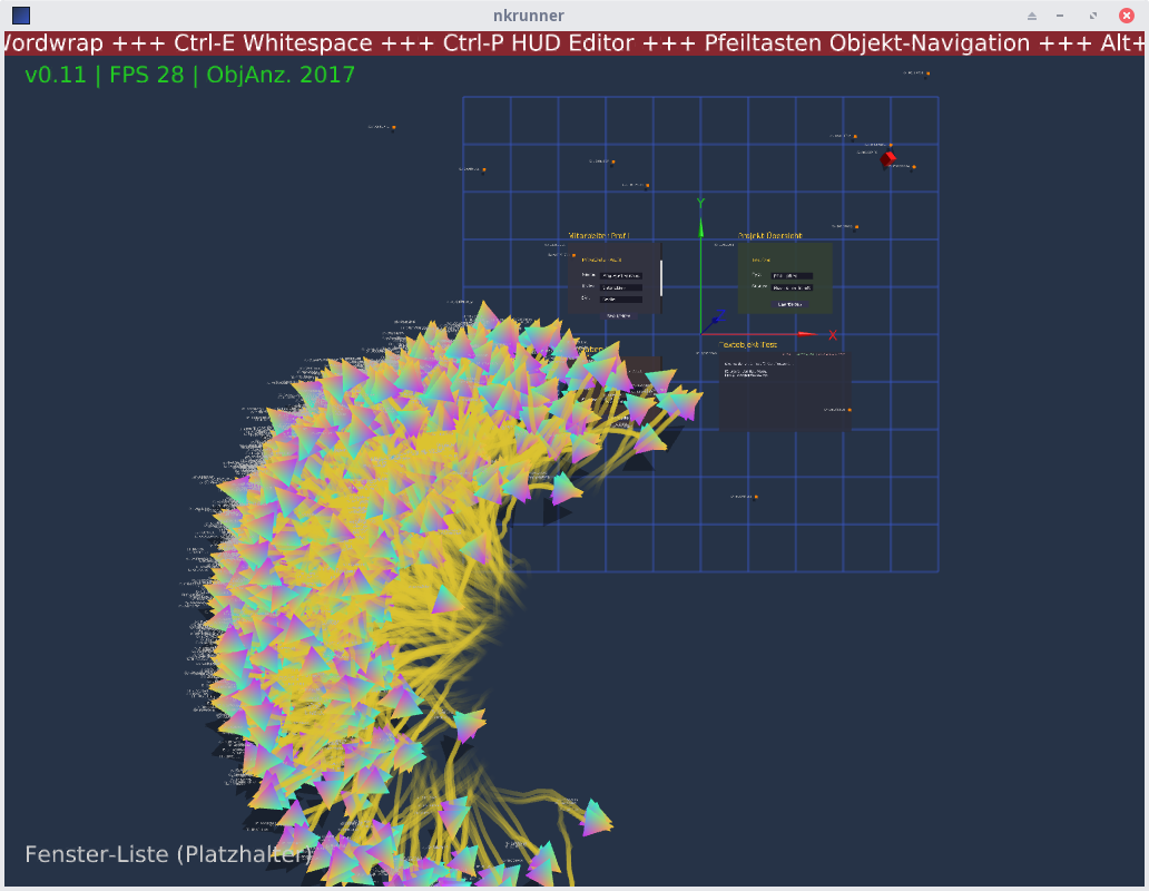 Hauptansicht der Engine v0.11 mit erweiterten Render-Objekten